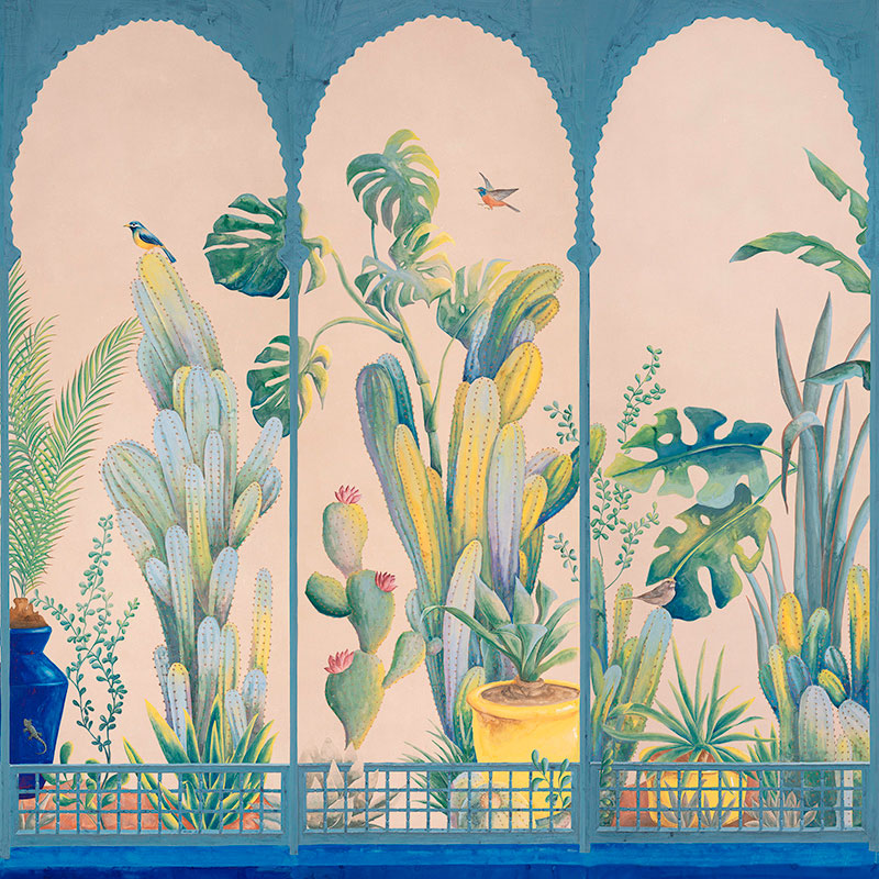 Обои ручная роспись Jardin Marrakech Majorelle on painted Xuan paper  в Волгограде | Loft Concept 