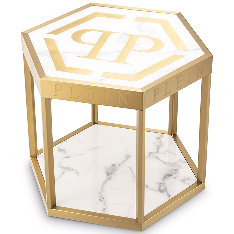 Приставной стол Philipp Plein Side Table Billionaire Золотой Белый Мрамор Bianco Приставной стол Philipp Plein Side Table Billionaire Золотой Белый Мрамор Bianco в Волгограде | Loft Concept