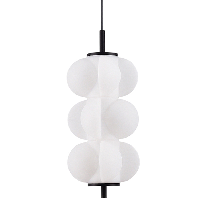 Светодиодный подвесной светильник геометрической формы с белым воздушным плафоном Glowing Cloud Белый Черный в Волгограде | Loft Concept 