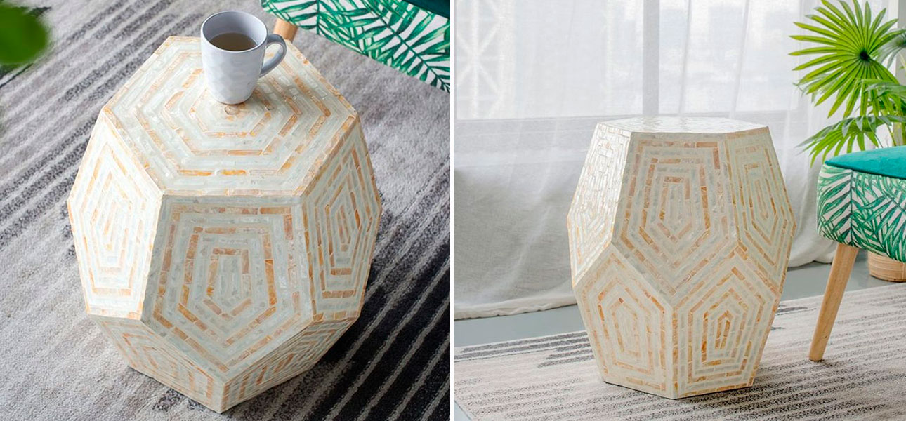 Столик с многогранной столешницей с инкрустацией узор пентагон Charlie - фото