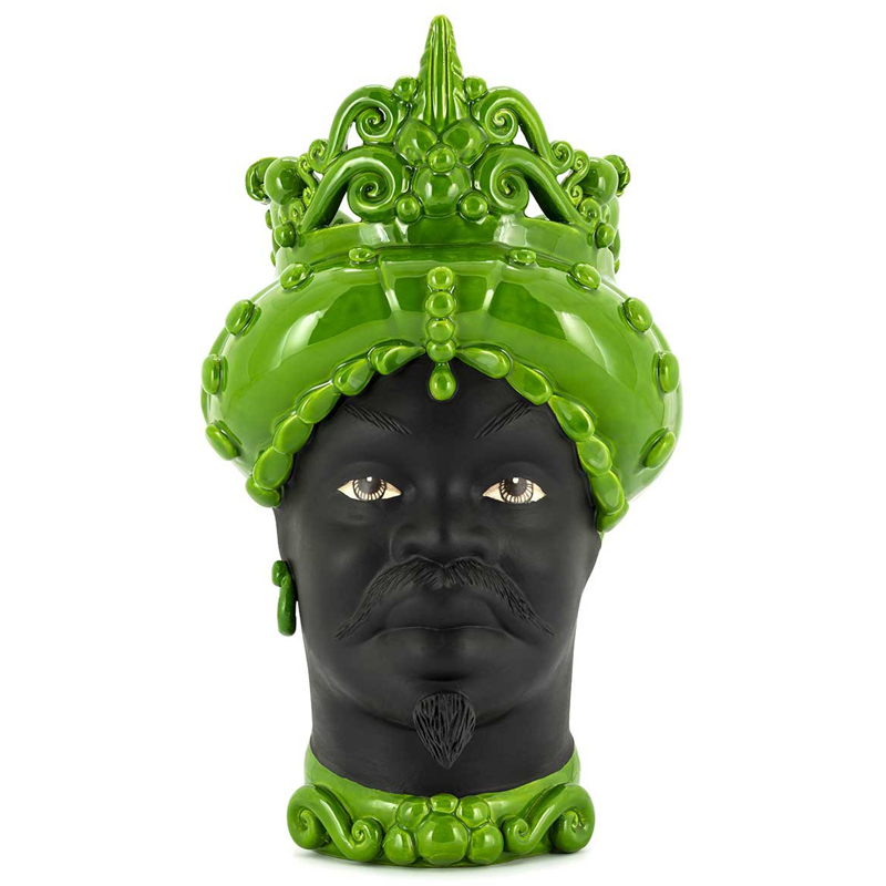 Ваза VASE MORO MAN MED. MAT Green Черный Зеленый Ваза VASE MORO MAN MED. MAT Green Черный Зеленый в Волгограде | Loft Concept