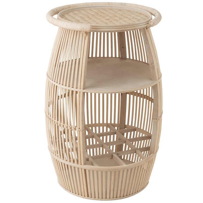 Круглый приставной стол из ротанга Lowe Wicker Side Table Бежевый Круглый приставной стол из ротанга Lowe Wicker Side Table Бежевый в Волгограде | Loft Concept