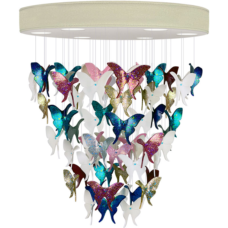Люстра Цветные Бабочки Жемчужно-серая база Night Butterflies Chandelier Multi Color Бежево-серый Мульти Люстра Цветные Бабочки Жемчужно-серая база Night Butterflies Chandelier Multi Color Бежево-серый Мульти в Волгограде | Loft Concept