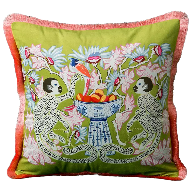 Декоративная подушка Two Monkeys Green Cushion Мульти Салатовый Декоративная подушка Two Monkeys Green Cushion Мульти Салатовый в Волгограде | Loft Concept