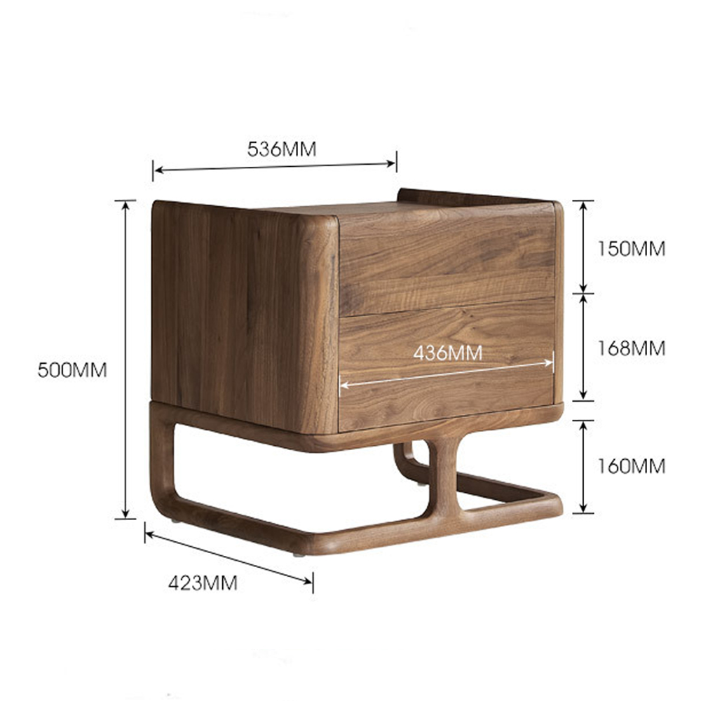 Прикроватный деревянный столик с 2-мя ящиками Moon Walnut Furniture Прикроватный деревянный столик с 2-мя ящиками Moon Walnut Furniture в Волгограде