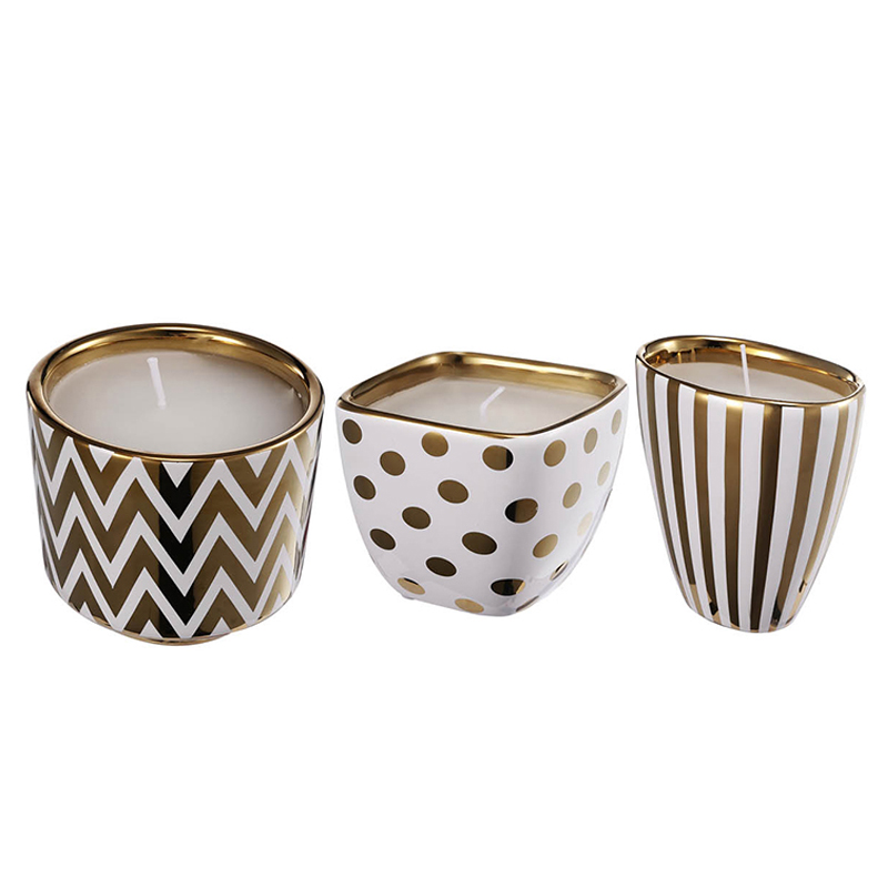 Набор из 3-х подсвечников Gold & White Ornament Белый Золотой Набор из 3-х подсвечников Gold & White Ornament Белый Золотой в Волгограде | Loft Concept