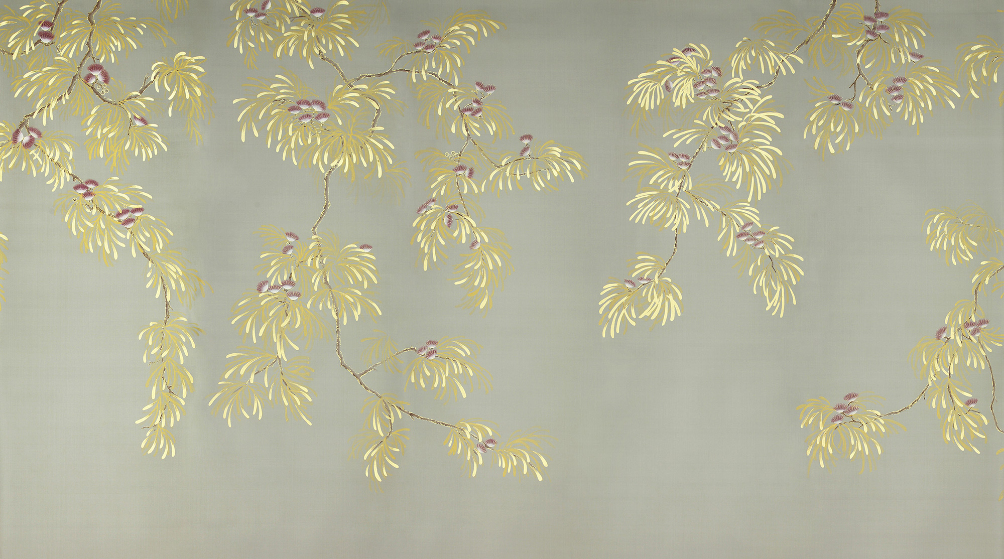Обои ручная роспись Silk Tree Colourway SC-80 on Pale Grey dyed silk Обои ручная роспись Silk Tree Colourway SC-80 on Pale Grey dyed silk - постер Loft-Concept в Волгограде
