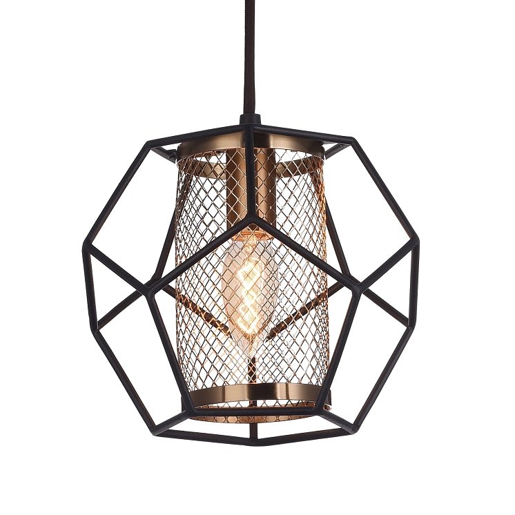 Подвесной светильник Octagrid Pendant Золотой Черный Подвесной светильник Octagrid Pendant Золотой Черный в Волгограде | Loft Concept