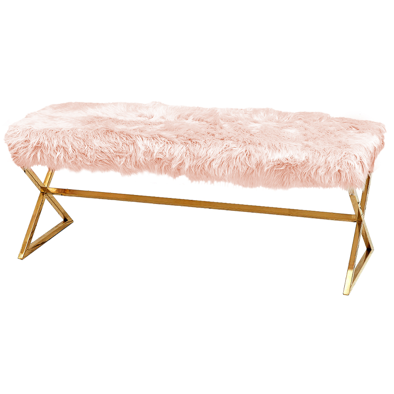Банкетка из искусственного меха Phyllis Banquet Pink Gold Розовый Золотой Банкетка из искусственного меха Phyllis Banquet Pink Gold Розовый Золотой в Волгограде | Loft Concept