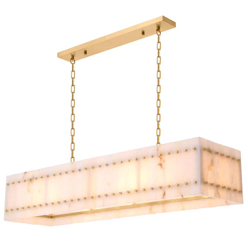 Люстра Eichholtz Chandelier Ruby Rectangular Alabaster Латунь Бежевый Белый Мрамор Bianco Люстра Eichholtz Chandelier Ruby Rectangular Alabaster Латунь Бежевый Белый Мрамор Bianco в Волгограде | Loft Concept