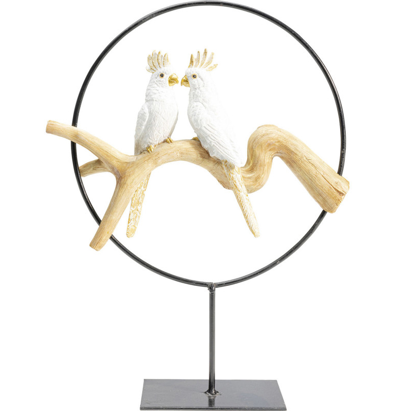 Статуэтка White Parrots in a ring Белый Древесина Черный Статуэтка White Parrots in a ring Белый Древесина Черный в Волгограде | Loft Concept