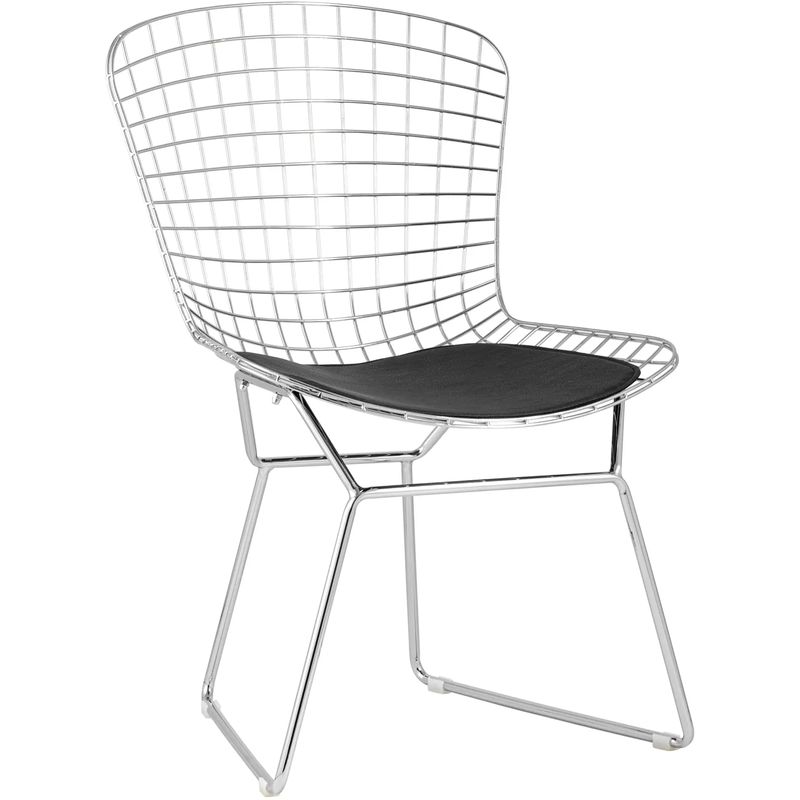 Стул Bertoia Chair Хромированный с Черной подушкой Хром Черный Стул Bertoia Chair Хромированный с Черной подушкой Хром Черный в Волгограде | Loft Concept