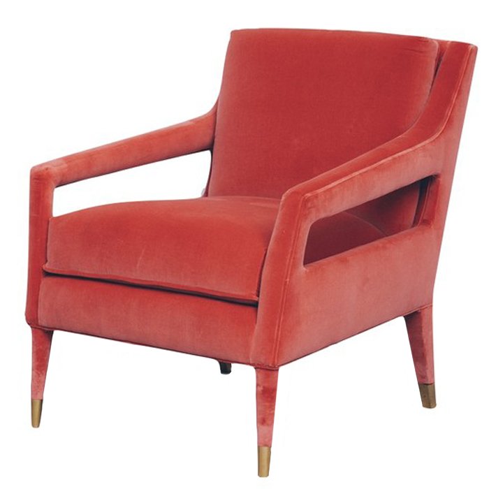 Кресло Open Arm Club Chair Красный Латунь Кресло Open Arm Club Chair Красный Латунь в Волгограде | Loft Concept