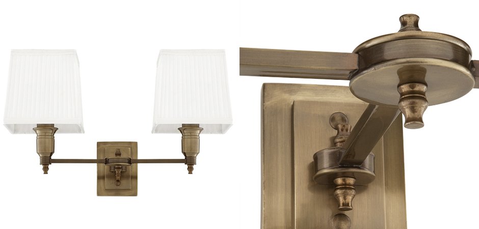 Бра Wall Lamp Lexington Double Brass+White Бра Wall Lamp Lexington Double Brass+White - Loft-Concept в Волгограде