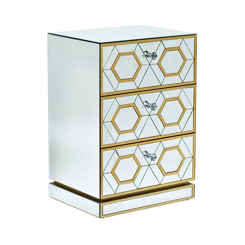 Комод зеркальный с 3-мя ящиками Mirrored Commode 3 drawers Золотой Комод зеркальный с 3-мя ящиками Mirrored Commode 3 drawers Золотой в Волгограде | Loft Concept