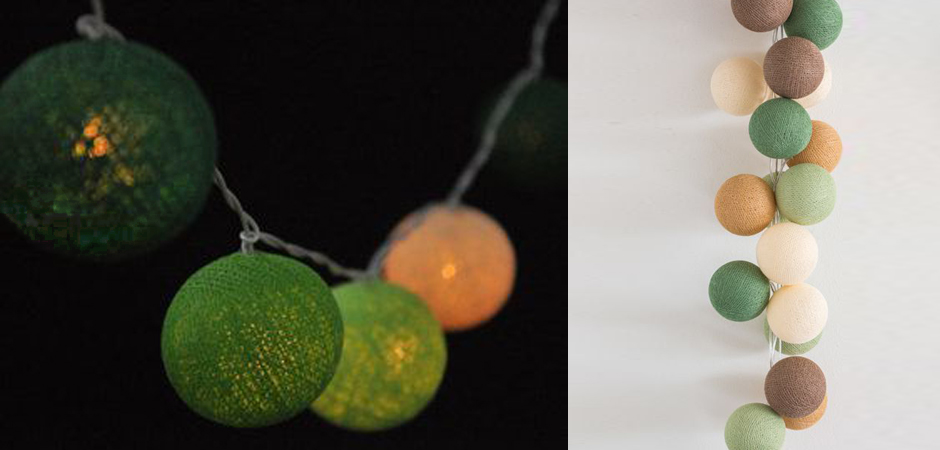 Гирлянда хлопковые фонарики Сotton Ball Forest Green - Loft-Concept в Волгограде