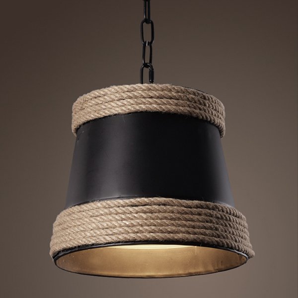 Подвесной светильник Black & Hemp Pendant Lamp Черный Подвесной светильник Black & Hemp Pendant Lamp Черный в Волгограде | Loft Concept