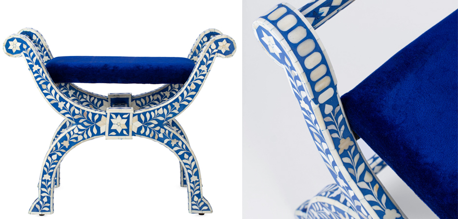 Табурет отделка кость голубой BONE INLAY Jenny Stool Табурет отделка кость голубой BONE INLAY Jenny Stool - Loft-Concept в Волгограде