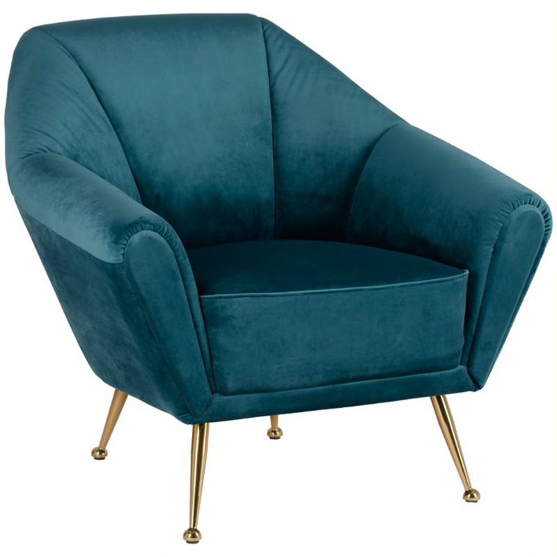 Кресло Brunner Chair blue Золотой Темно-синий Кресло Brunner Chair blue Золотой Темно-синий в Волгограде | Loft Concept