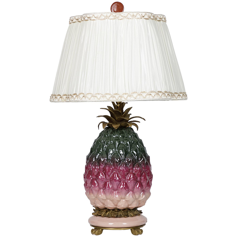 Настольная лампа с абажуром Pineapple Dark Green Purple Table Lamp Белый Бронза Зеленый Розовый Настольная лампа с абажуром Pineapple Dark Green Purple Table Lamp Белый Бронза Зеленый Розовый в Волгограде | Loft Concept