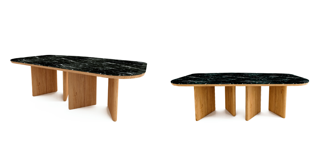 Стол обеденный столешница из черного камня Duncan - фото