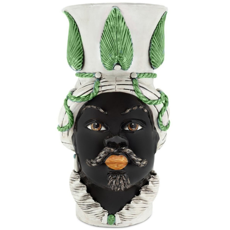 Ваза Vase Moro Man Giant With Leaf Green Бежевый Зеленый Черный Ваза Vase Moro Man Giant With Leaf Green Бежевый Зеленый Черный в Волгограде | Loft Concept