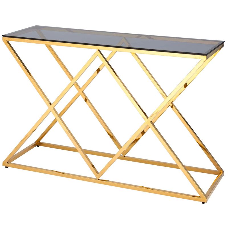 Консоль Geometry Rhombus Gold Золотой Стекло Смок Консоль Geometry Rhombus Gold Золотой Стекло Смок в Волгограде | Loft Concept