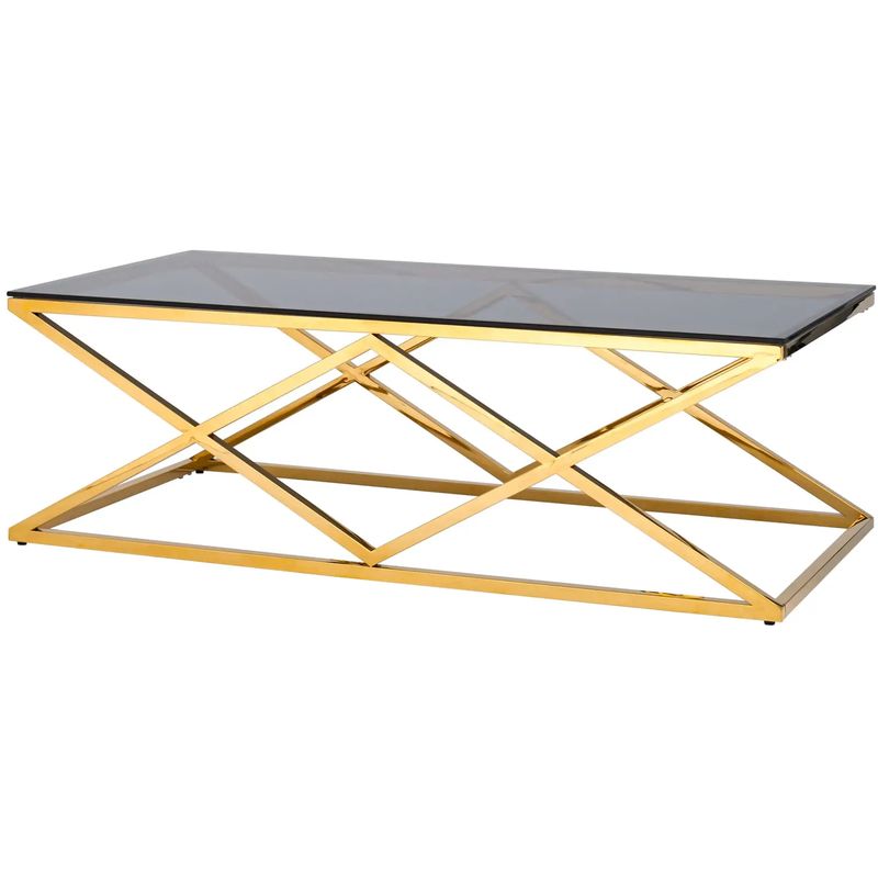 Столик кофейный Geometry Rhombus Gold Золотой Стекло Смок Столик кофейный Geometry Rhombus Gold Золотой Стекло Смок в Волгограде | Loft Concept