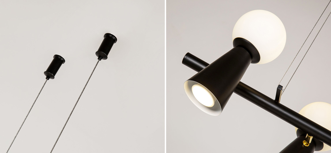 Черная люстра с поворотными плафонами 10 ламп KLAXONS - фото №2