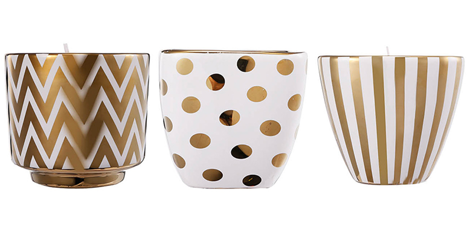Набор из 3-х подсвечников Gold & White Ornament Набор из 3-х подсвечников Gold & White Ornament - Loft-Concept в Волгограде