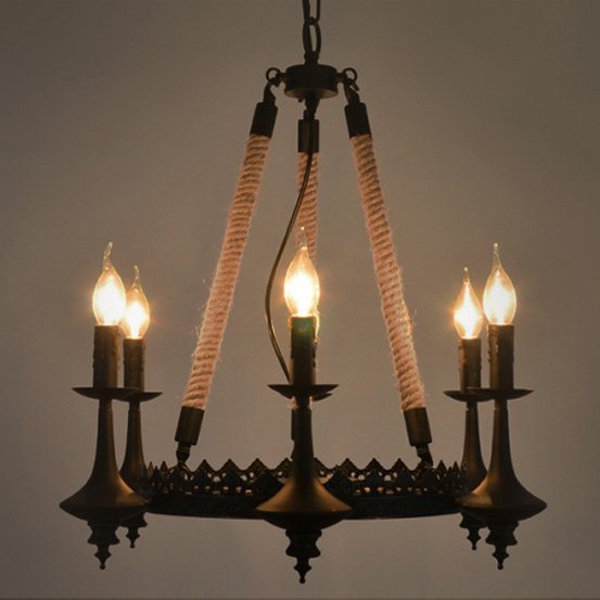 Люстра 6-Light Rustic Chandelier Черный Люстра 6-Light Rustic Chandelier Черный в Волгограде | Loft Concept