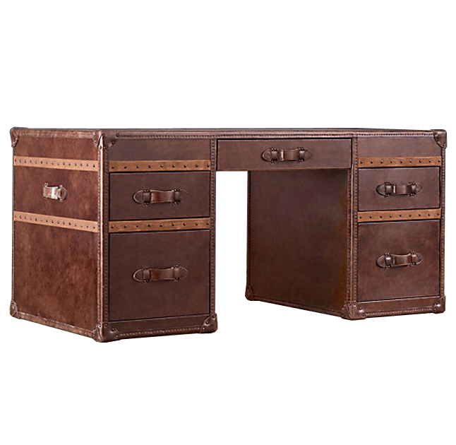 Рабочий Стол Натуральная Кожа RH Mayfair Steamer Trunk Коричневый винтаж Рабочий Стол Натуральная Кожа RH Mayfair Steamer Trunk Коричневый винтаж в Волгограде | Loft Concept
