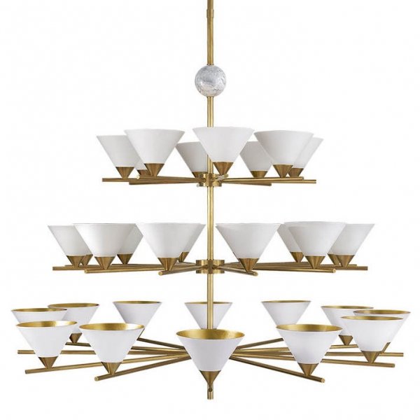 Люстра Cleo Three-tier Chandelier Латунь Белый Люстра Cleo Three-tier Chandelier Латунь Белый в Волгограде | Loft Concept