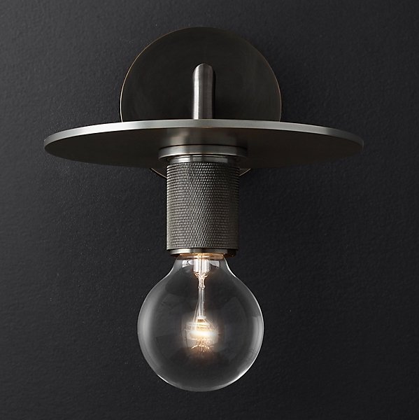 Бра RH Utilitaire Knurled Disk Shade Sconce Black Темная бронза Бра RH Utilitaire Knurled Disk Shade Sconce Black Темная бронза в Волгограде | Loft Concept