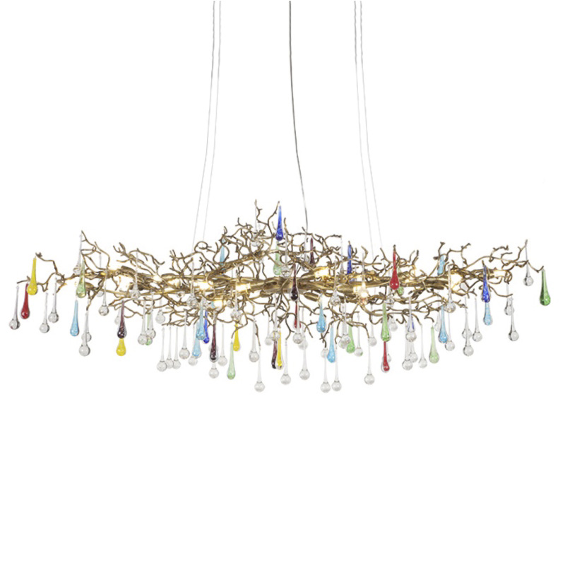 Люстра Waterfall Chandelier Colored Drops Золотой Прозрачный Мульти Люстра Waterfall Chandelier Colored Drops Золотой Прозрачный Мульти в Волгограде | Loft Concept