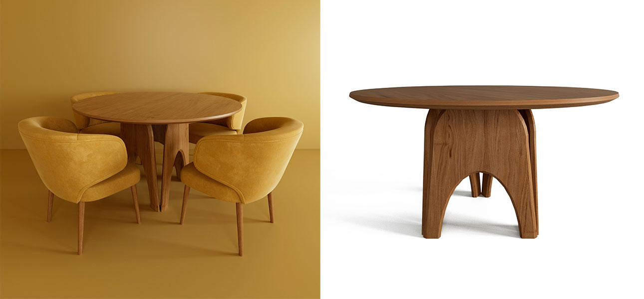 Обеденный круглый стол из дерева Pelican Dinner Table - фото