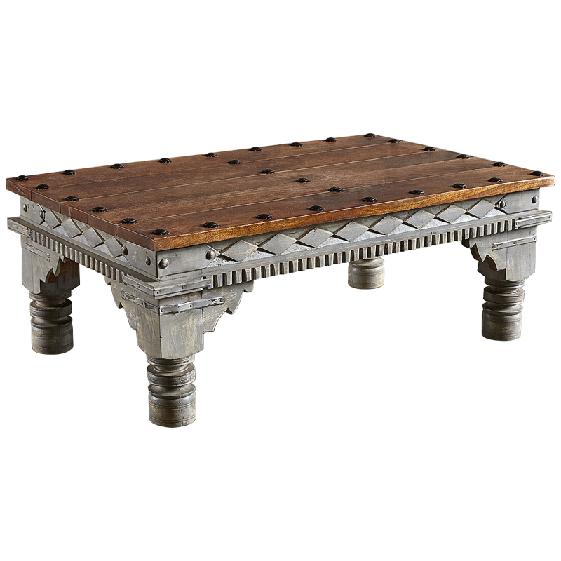 Кофейный стол из массива манго Kerala Grey Mango Coffee Table Коричневый Серый Кофейный стол из массива манго Kerala Grey Mango Coffee Table Коричневый Серый в Волгограде | Loft Concept