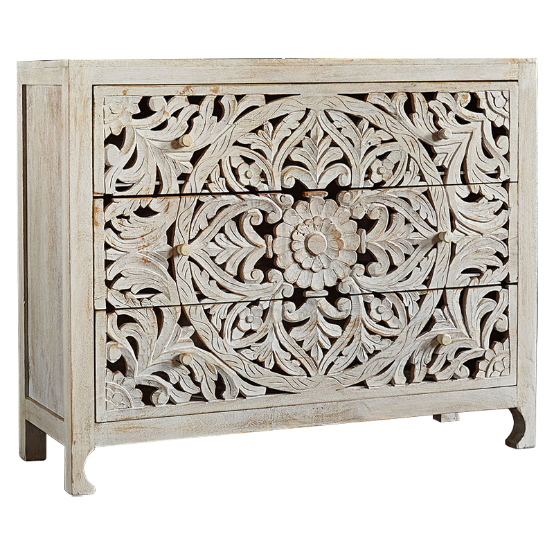 Комод Indian Antique White Furniture Chest of Drawers Kailash белый Белый Комод Indian Antique White Furniture Chest of Drawers Kailash белый Белый в Волгограде | Loft Concept