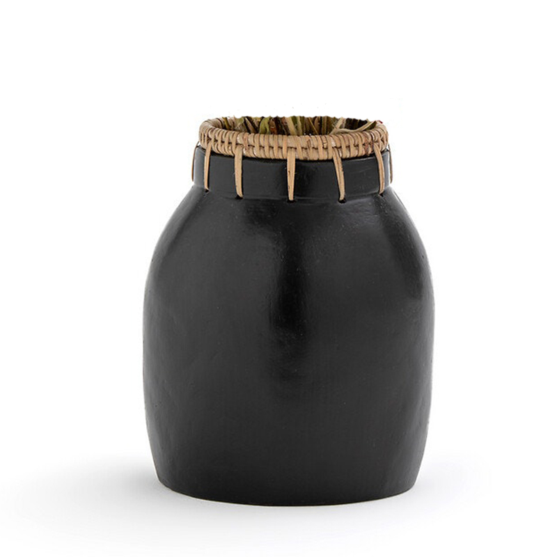 Ваза Ceramic Vase & Rattan D17 Черный Ваза Ceramic Vase & Rattan D17 Черный в Волгограде | Loft Concept