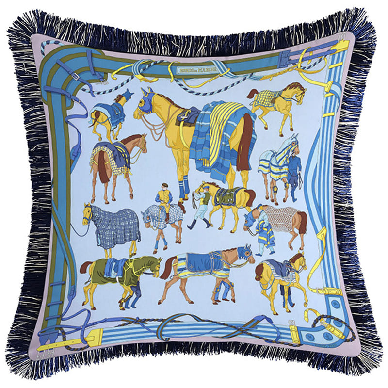 Декоративная подушка Hermes Horses Blue 131 Голубой Мульти Декоративная подушка Hermes Horses Blue 131 Голубой Мульти в Волгограде | Loft Concept