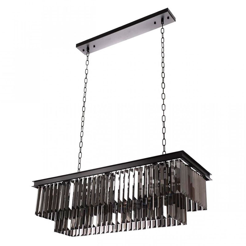 Прямоугольная Люстра RH 1920s Odeon Black iron Серое Стекло Длина 80 см Черный Серый Прямоугольная Люстра RH 1920s Odeon Black iron Серое Стекло Длина 80 см Черный Серый в Волгограде | Loft Concept