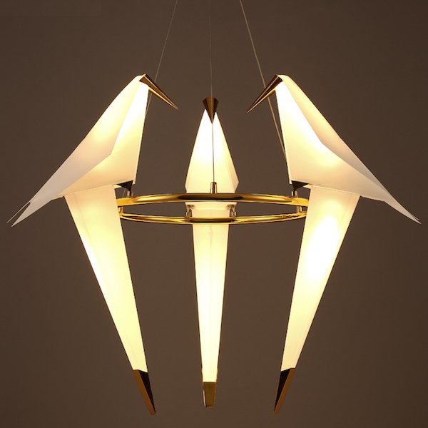 Люстра Origami Bird Chandelier 3 Бежево-серый Золотой Люстра Origami Bird Chandelier 3 Бежево-серый Золотой в Волгограде | Loft Concept