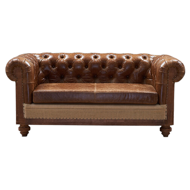 Диван Deconstructed Chesterfield Sofa double Brown leather Коричневый ivory ( слоновая кость ) Диван Deconstructed Chesterfield Sofa double Brown leather Коричневый ivory ( слоновая кость ) в Волгограде | Loft Concept