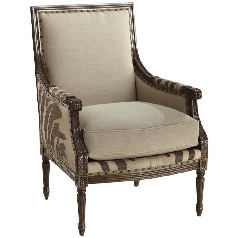 Кресло Massoud Annie Zebra Washed Leather Linen Chair Коричневый Бежево-серый Кресло Massoud Annie Zebra Washed Leather Linen Chair Коричневый Бежево-серый в Волгограде | Loft Concept