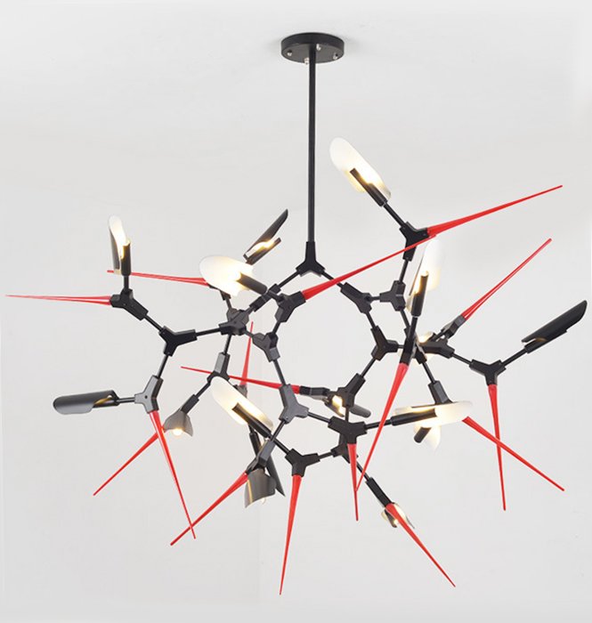 Люстра Red Spikes Chandelier 16 Черный Красный Люстра Red Spikes Chandelier 16 Черный Красный в Волгограде | Loft Concept