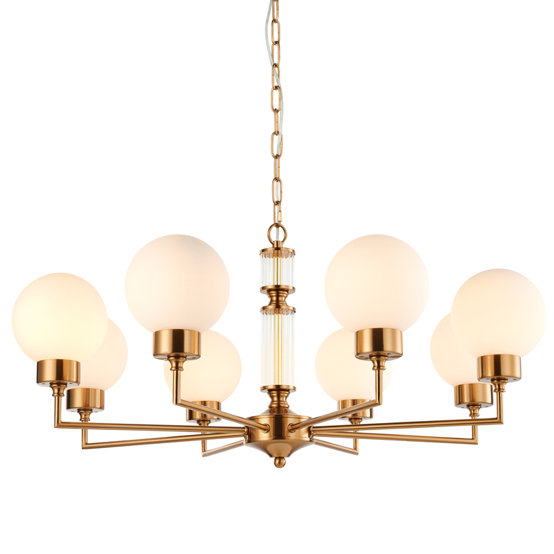 Люстра Zibille Chandelier Brass 78 Латунь Белое матовое стекло Прозрачный Люстра Zibille Chandelier Brass 78 Латунь Белое матовое стекло Прозрачный в Волгограде | Loft Concept