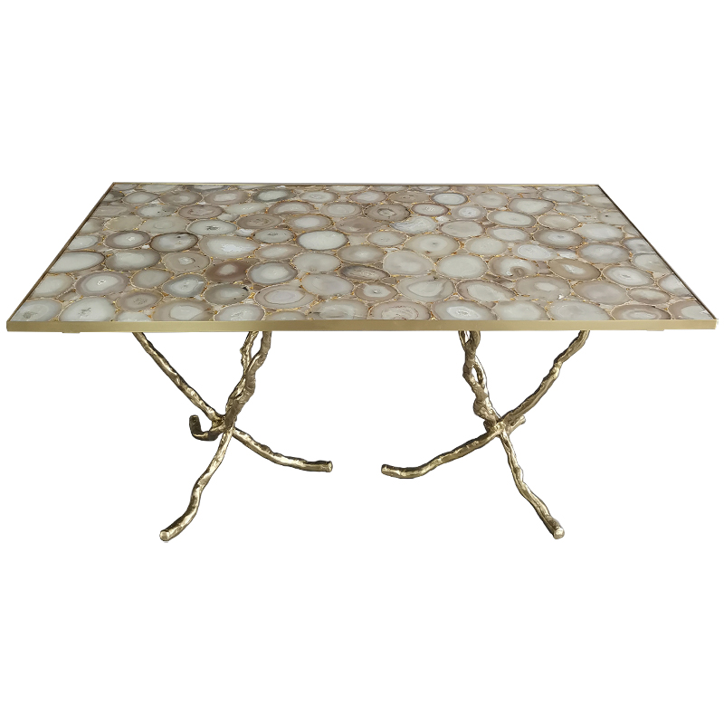 Обеденный стол Agate Design Beige Gold Dining Table Золотой Бежевый Бежево-серый Обеденный стол Agate Design Beige Gold Dining Table Золотой Бежевый Бежево-серый в Волгограде | Loft Concept