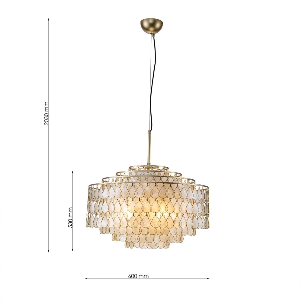 Люстра многоярусная с декором из натуральной морской ракушки Iridescent Light в Волгограде