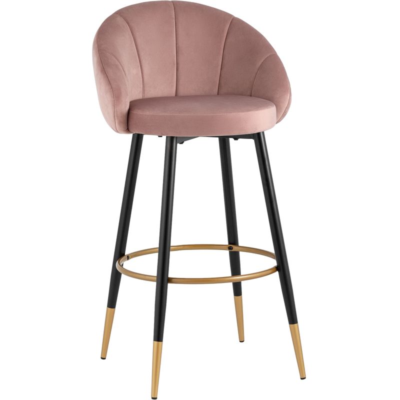 Барный Стул Alberto Chair Розовый Велюр Розовый пастельный Черный Золотой Барный Стул Alberto Chair Розовый Велюр Розовый пастельный Черный Золотой в Волгограде | Loft Concept