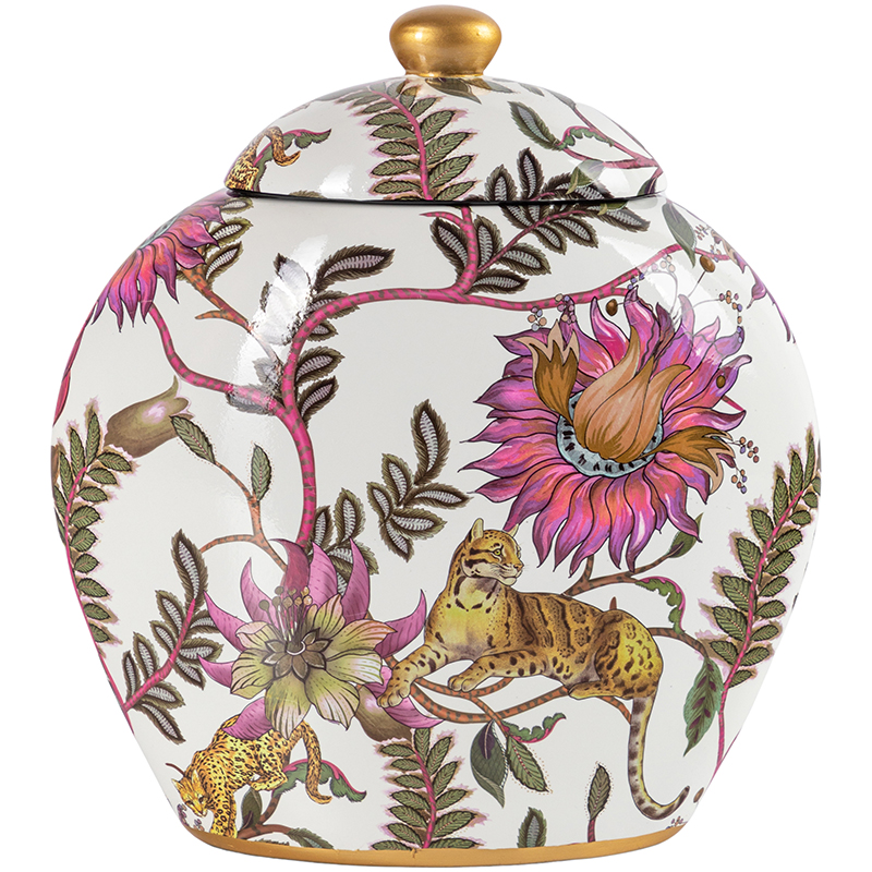 Ваза с крышкой Leopard Flowers Vase White Белый Розовый Мульти Ваза с крышкой Leopard Flowers Vase White Белый Розовый Мульти в Волгограде | Loft Concept